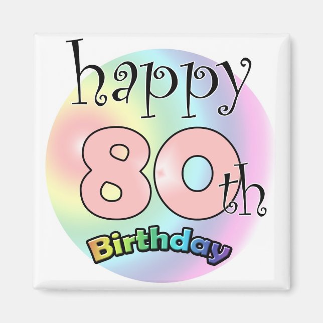Aimant Joyeux 80e anniversaire (roze) (Devant)