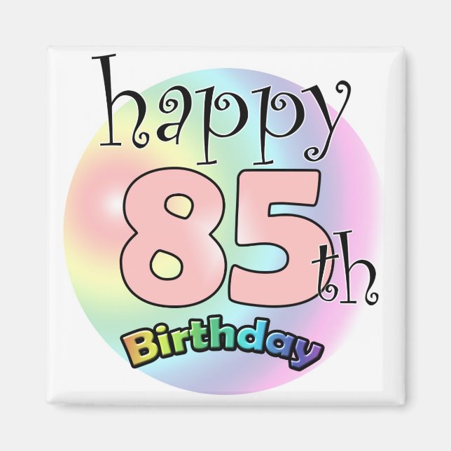 Aimant Joyeux 85e Anniversaire (rose) (Devant)