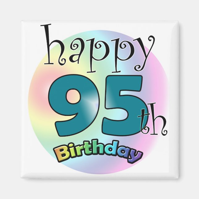 Aimant Joyeux 95ème anniversaire (blauw) (Devant)