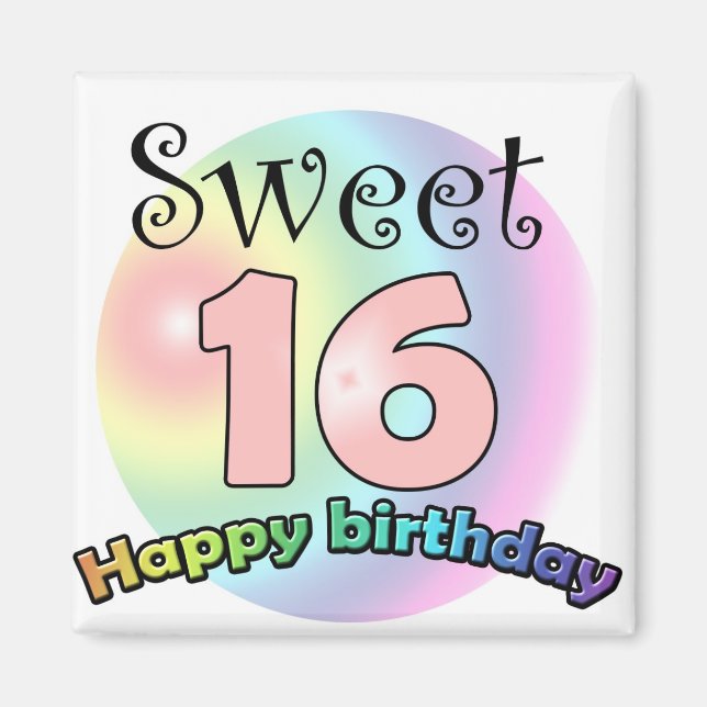 Aimant Joyeux Anniversaire 16 ans (Devant)