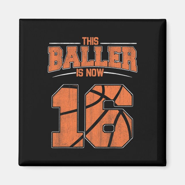 Aimant Joyeux anniversaire 16 ans garçons de basket-ball  (Devant)