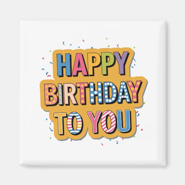 Aimant Joyeux anniversaire à motifs (Devant)