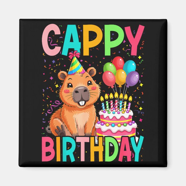 Aimant Joyeux Anniversaire Amoureux de Capybara Fille Gar (Devant)