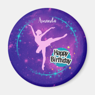 Aimant Joyeux anniversaire Ballerina Galaxy Personnalisé