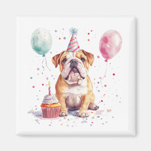 Aimant Joyeux Anniversaire Bouledogue Anglais