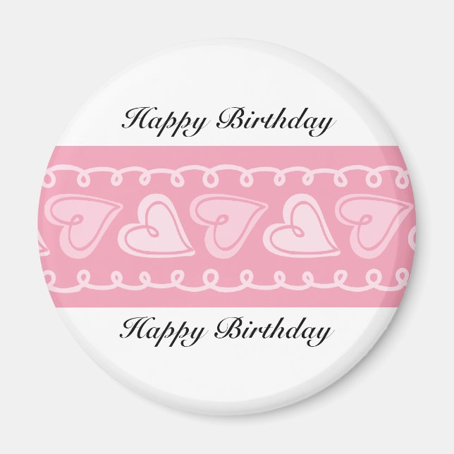 Aimant Joyeux Anniversaire Coeurs d'amour (Devant)