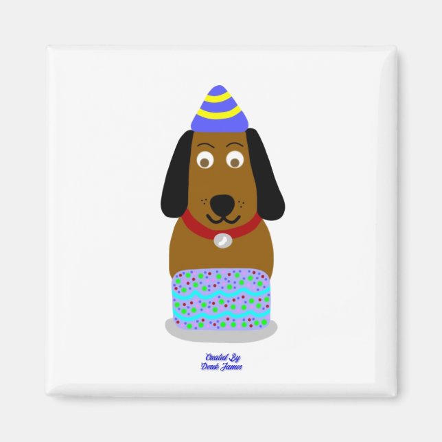 Aimant Joyeux Anniversaire Coupe Carré de 2 pouces (Devant)