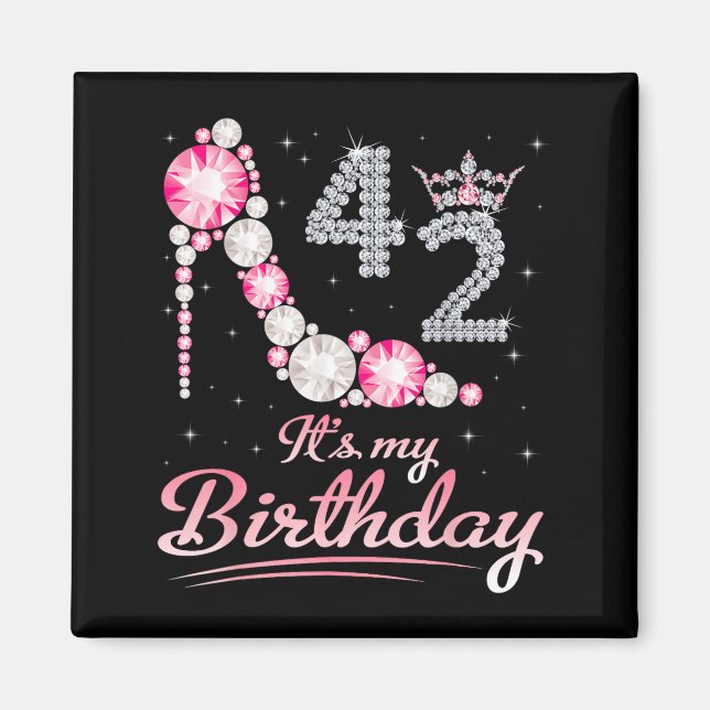 Aimant Joyeux anniversaire de 42 ans à maman fille (Devant)
