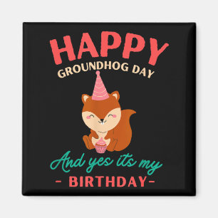 Aimant Joyeux anniversaire de la marmotte aux amoureux de