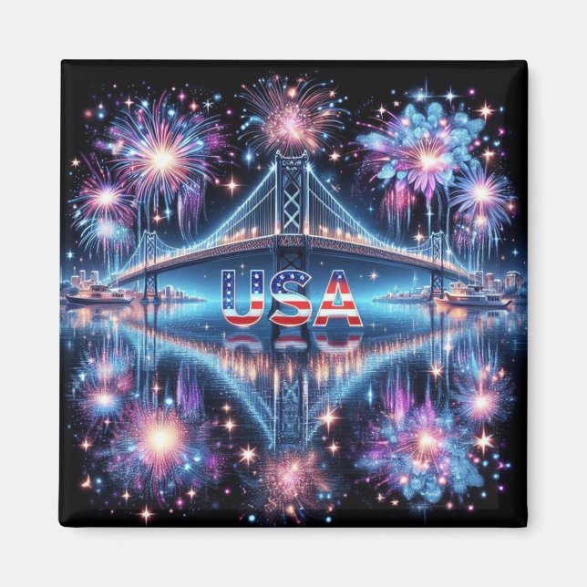 Aimant Joyeux anniversaire de l'Amérique (Devant)