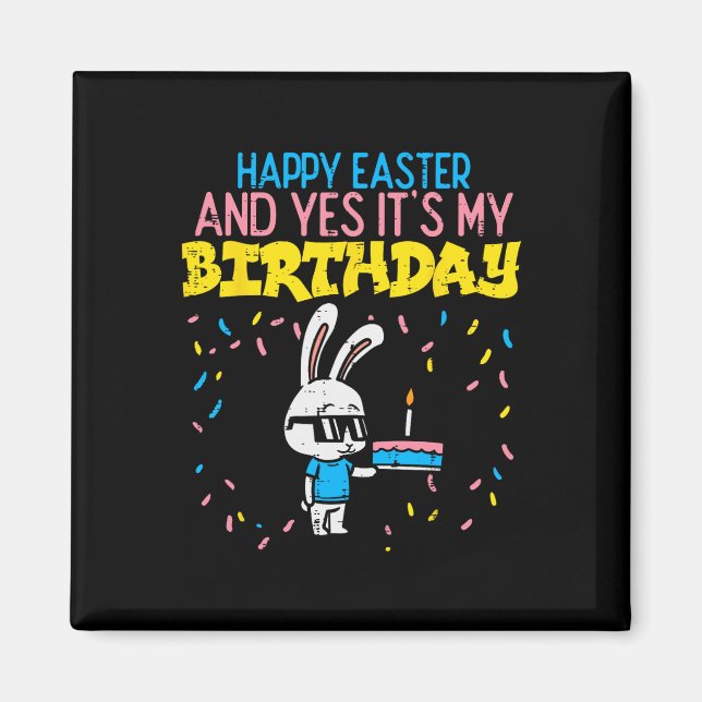 Aimant Joyeux Anniversaire de Pâques Bunny Cake Anniversa (Devant)