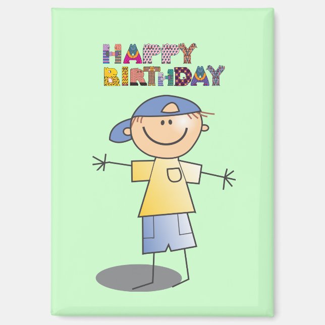 Aimant Joyeux Anniversaire Décoratif pour Petit Garçon (Recto)