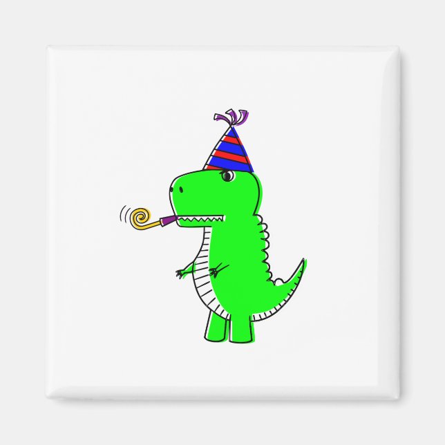 Aimant Joyeux anniversaire dinosaure mignon (Devant)