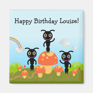 Aimant Joyeux anniversaire dit les fourmis