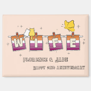 Aimant Joyeux Anniversaire Drapeau Lesbien Coucher