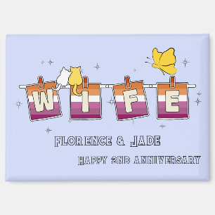 Aimant Joyeux Anniversaire Drapeau Lesbien Coucher