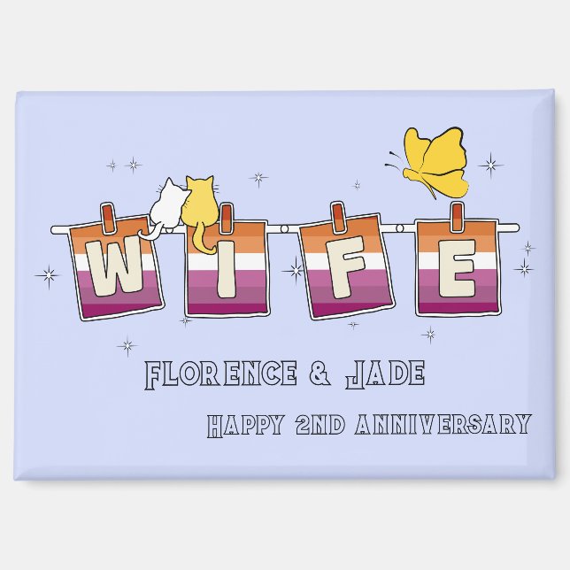 Aimant Joyeux Anniversaire Drapeau Lesbien Coucher (Recto)