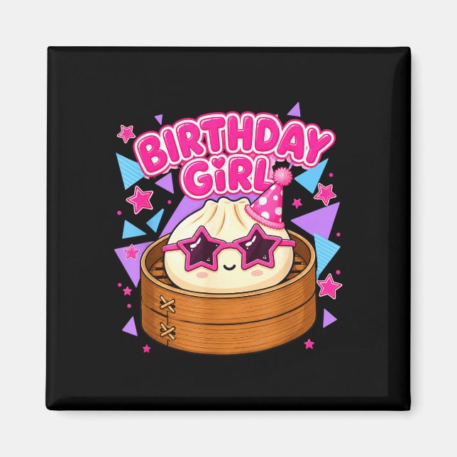 Aimant Joyeux anniversaire fille kawaii gâteau d'annivers (Devant)