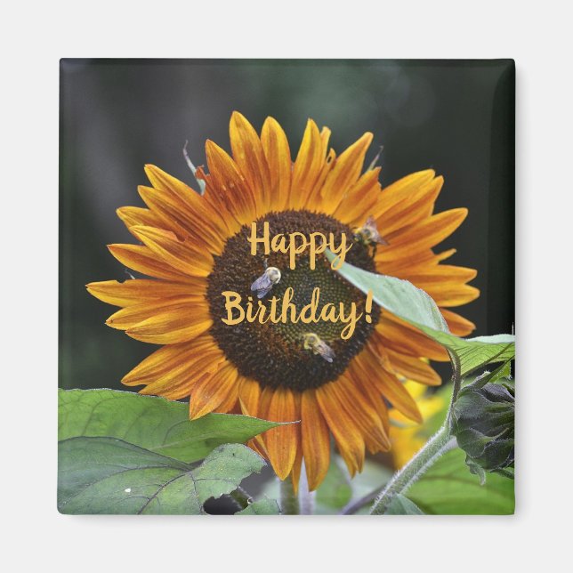 Aimant Joyeux Anniversaire Golden Tournesol (Devant)