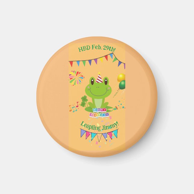Aimant Joyeux Anniversaire Grenouille bannières Ballons f (Devant)
