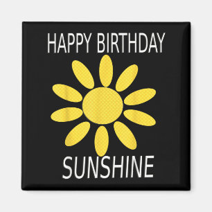 Aimant Joyeux anniversaire jaune soleil fleur sauvage vin
