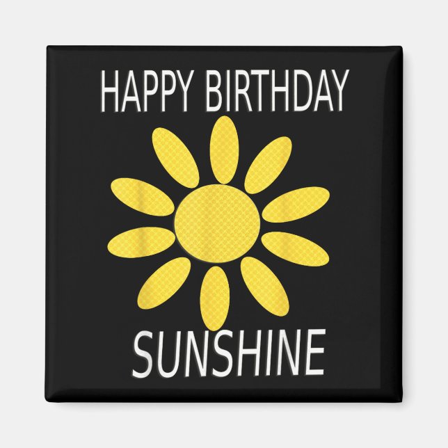 Aimant Joyeux anniversaire jaune soleil fleur sauvage vin (Devant)