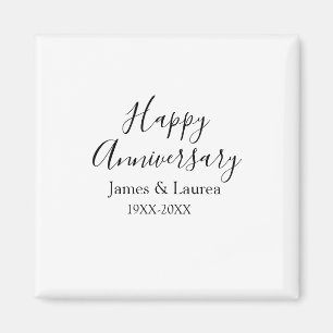 Aimant Joyeux anniversaire mariage nom date année simple 