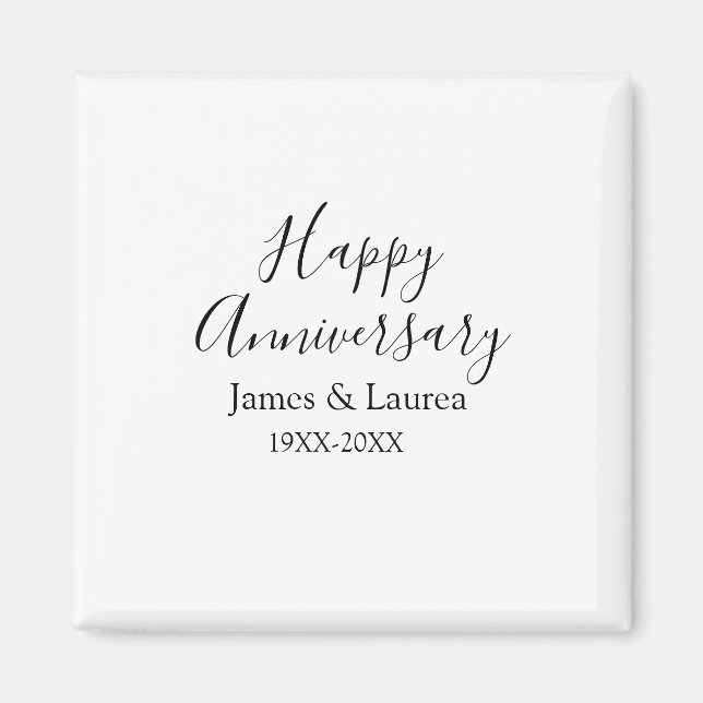 Aimant Joyeux anniversaire mariage nom date année simple  (Devant)
