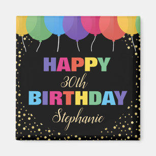 Aimant Joyeux Anniversaire Personnalisé Année Nom Ballons
