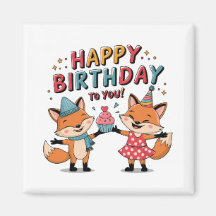 Aimant Joyeux Anniversaire Renards