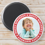 Aimant Joyeux anniversaire Simple moderne photo personnal<br><div class="desc">Ce design simple et moderne est composé de typographie serif et d'ajouter une photo personnalisée.</div>