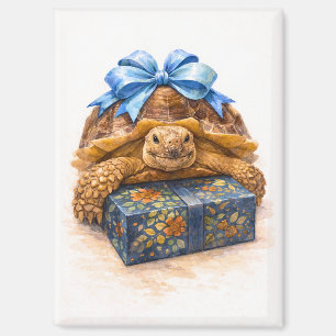 Aimant Joyeux Anniversaire Tortue Sulcata à l'aquarelle b