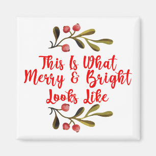 Aimant Joyeux Aquarelle Lumineuse Décor de Noël Holly
