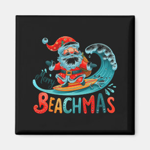 Aimant Joyeux Beachmas Santa Surfant Design Rétro 