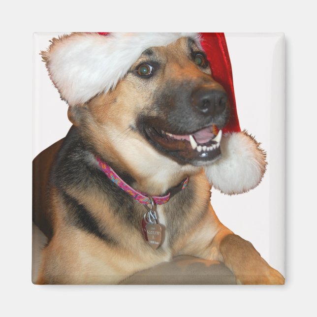 Aimant Joyeux berger allemand de Noël (Devant)
