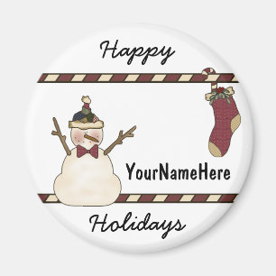 Aimant Joyeux bonhomme de neige et réveil de Noël