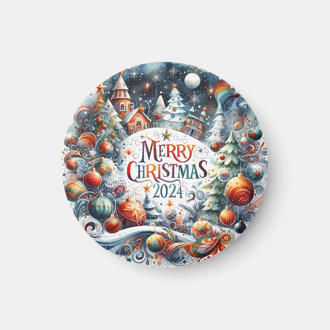 Aimant Joyeux cadeau de Noël 2024 (Devant)
