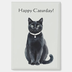 Aimant Joyeux Caturday Chat Noir