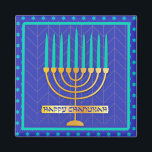 Aimant Joyeux Chanukah<br><div class="desc">Joyeux Chanoukah,  menorah sur l'arrière - plan de l'Étoile de David</div>