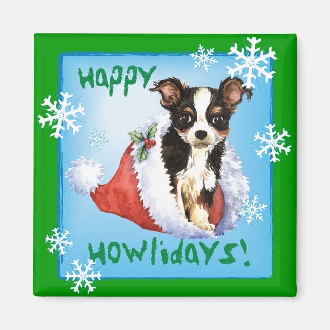 Aimant Joyeux chapeau long de Howliday Chihuahua (Devant)