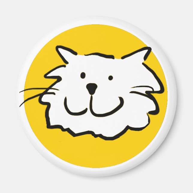 Aimant Joyeux chat souriant comme dessin amusant (Devant)