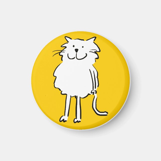 Aimant Joyeux chat souriant comme dessin amusant (Devant)