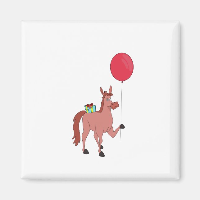 Aimant Joyeux Cheval d'anniversaire (Devant)