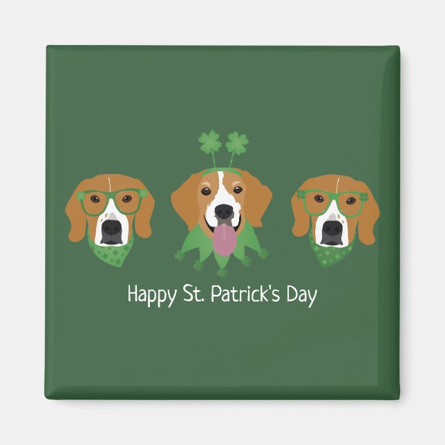 Aimant Joyeux chien Beagle Jour de la Saint Patrick (Devant)