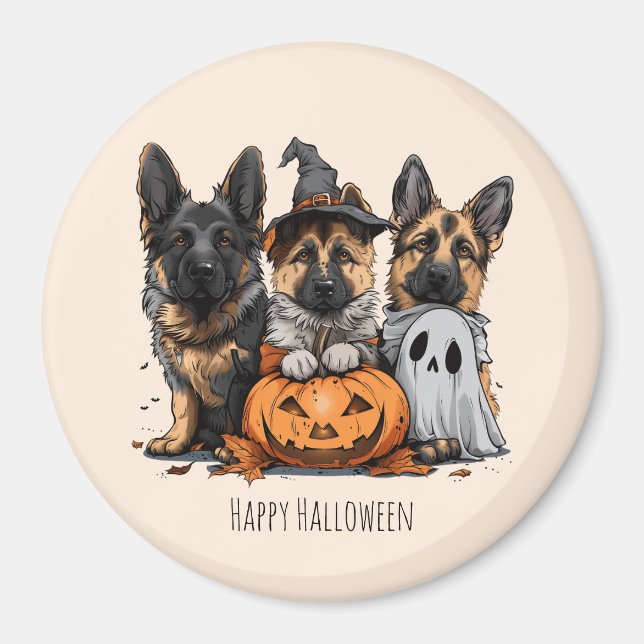 Aimant Joyeux chien berger allemand Halloween (Devant)