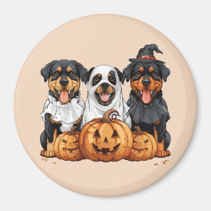 Aimant Joyeux chien Rottweiler Halloween Jack-o'-lantern