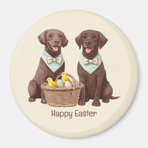 Aimant Joyeux Chiens de récupération de chocolat de Pâque
