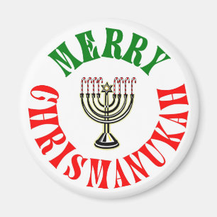 Aimant Joyeux Chrismanukah - Noël Chanukah Menorah