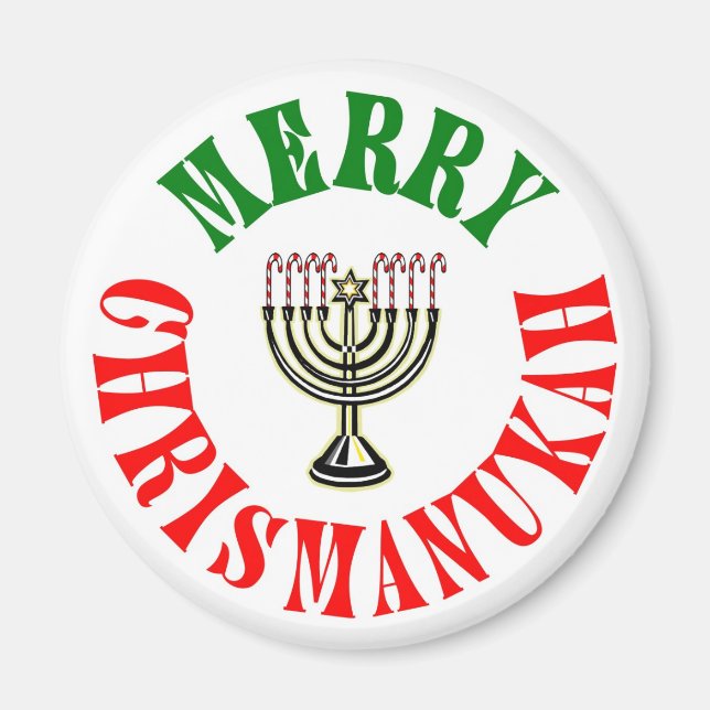 Aimant Joyeux Chrismanukah - Noël Chanukah Menorah (Devant)