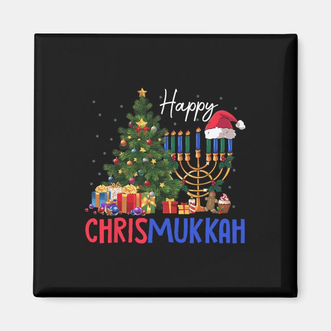 Aimant Joyeux Chrismukkah Joyeux Noël Hanoukka 2 (Devant)